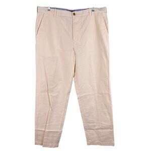 IZOD Chino Pants Men's Size 38x32 Cream Flat Front Straight Fit Aesthetic Casual